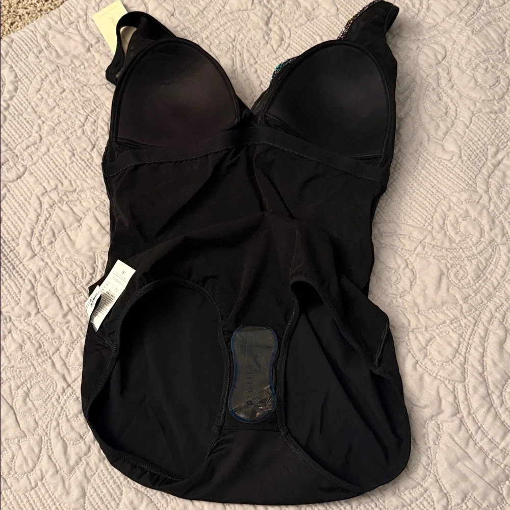 NWT PROFILE BY GOTTEX LAYLA TRICOLORE V-NECK SURPLICE ONE PIECE SWIMSUIT SIZE 14 - Picture 6 of 11